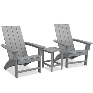 GARPROVM 2 Adirondack Chairs with Side Table HDPE Weather-Resistant Outdoor Patio Furniture - 1 of 4