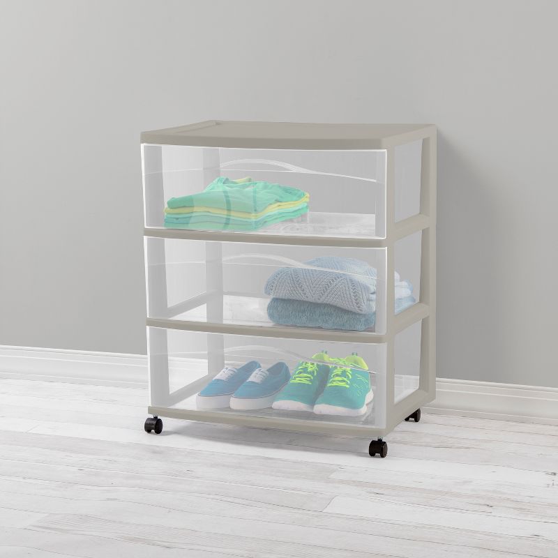 3 Drawer Wide Cart Tower Gray - Brightroom&#8482;, 3 of 5