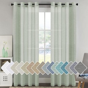 Natural Linen Blended Semi-Sheer Curtains Privacy Assured with Nickel Grommet for Living Room - 1 of 4