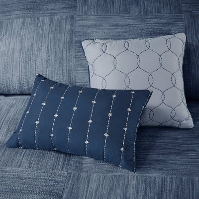Navy Queen Reversible Microfiber Comforter Set