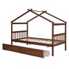 CAVINAS Twin/Full Size House Bed Frame with Drawers,Solid Wood Floor Bed for Kids Room,Bedroom - 3 of 4