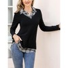 WhizMax Women's Long Sleeve Contrast Collared Shirts Patchwork Work Blouse Tunics Tops - 4 of 4