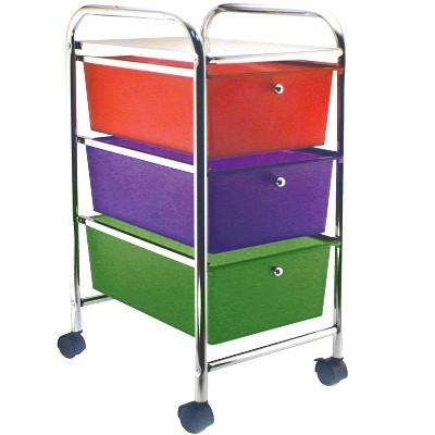 Rolling Cart with 3 Drawers, 26 x 13 x 15-1/4 Inches