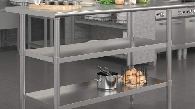 Emma and Oliver NSF Certified Stainless Steel 18 Gauge Work Table with 2 Undershelves, 2 of 10, play video