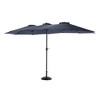 Gulches 14.8 Ft Double Sided Outdoor Umbrella Rectangular Large with Crank ( Navy blue ) - 4 of 4