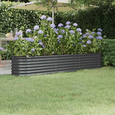 Garden Raised Bed Anthracite Powder-coated steel Large Durable  vidaXL