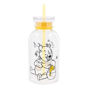 Silver Buffalo Disney Winnie The Pooh "Sweet As Can Bee" Glass Milk Bottle | Holds 15 Ounces - 1 of 4