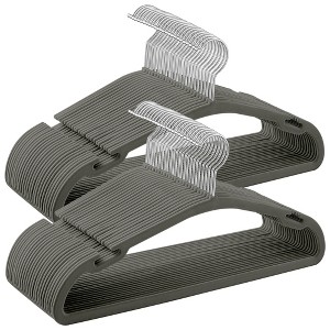 50-Pack Velvet Hangers with Pants Bar & Swivel Hook, 17 Inch Non-Slip Coat Hangers with Wide Shoulder Notches - 1 of 4