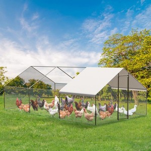 Large Metal Chicken Coop, Chicken Coop Run, Outdoor Chicken Pen with Waterproof & Anti-UV Cover, Large Chicken Coop or Outdoor Farm Yard - 1 of 4