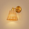 DORESshop 7 in.1-Light Brass Boho Rattan Wall Sconce with Swing Arm, Natural Woven Light Fixture for Bedroom, Living Room,Entryway - 3 of 4
