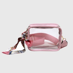 Anna-Kaci Women's Chic Transparent Crossbody & Messenger Bags with Decorative Scarf - 1 of 4