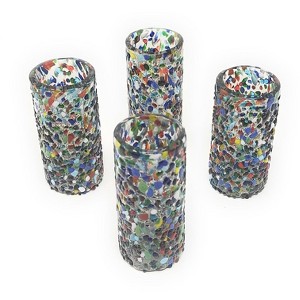 Dos Sueños Mexican Hand Blown Tequila Shot Glasses - Confetti Rock Design - 2oz - Set of 4 - 1 of 4