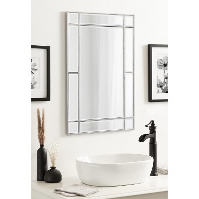 Silver Rectangular Wood Vanity Wall Mirror 20 x 30