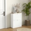 HOMCOM Slim Shoe Cabinet for Entryway, Modern Hidden Shoe Storage Cabinet with 2 Flip Drawers and Adjustable Shelves for 12 Pairs of Shoes, White - 3 of 4