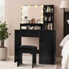 TOBILI Vanity Desk with Mirror and Lights, Makeup Vanity with Drawer & Storage Cabinet, Dressing Table with Open Shelves for Bedroom,  Black - 2 of 4
