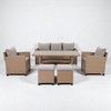 Mshliw 6-Piece Outdoor Rattan Wicker Patio Set - Sofa, Chairs, Stools, and Table, Weather-Resistant, Cushions Included - 3 of 4