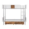 Twin XL over Twin XL Metal Bunk Bed with 2 Storage Drawers, Ladder and Safety Guardrails, Black/Silver-ModernLuxe - 4 of 4