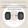 Orry Rubber Coated Hex Dumbbell - 25 lb. - 11.3 kg - Single Hand Weight for Workout & Exercise - 2 of 4