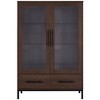 Okak 60in Display Cabinet, Storage Cabinet with 2 Doors and 1 Drawers, Freestanding Cabinet for Living Room, Dining Room and Office, Dark Walnut - 4 of 4