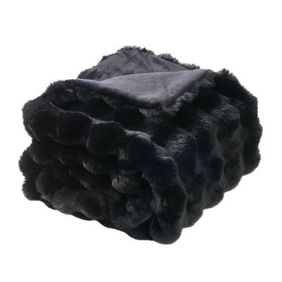Cozy Bliss Faux Fur Throw Blankets, Plush Soft Thick Bubble Blanket for Sofa, Bedroom, Living Room