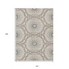 Beige Brown And Teal Blue Floral Medallion Washable Indoor Outdoor Area Rug - 3 of 4