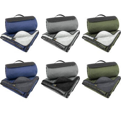 SUN CUBE Large Grey and Black Waterproof Fleece Camping Blanket