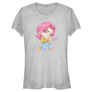 Juniors KPop Demon Hunters Chibi Romance Heart T Shirt - 1 of 2
