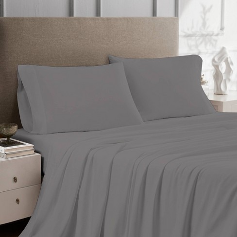 Queen 100% Cotton Percale Sheet Set Medium Gray - Color Sense : Target