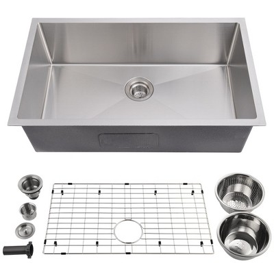 Whizmax Kitchen Sink for Single Bowl,Undermount Kitchen Sink Stainless Steel Sink 16 Gauge Kitchen Sinks with Accessories, Easy Drain
