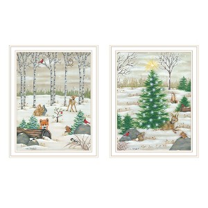 2Piece Vignette Woodland Critters for Christmas White Framed Wall Art for Living Room,Wall Art Print for Home Decor by Lisa Kennedy - 1 of 1