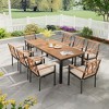 Tangkula 9 PCS Outdoor Patio Dining Set Rectangular Dining Table & Chairs Set for 8 w/Acacia Wood Tabletop Metal Frame - 3 of 4