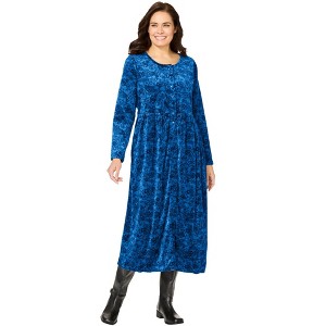 Woman Within 21-Button Velour Dress - 1 of 4