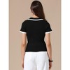 INSPIRE CHIC Women's Summer Casual Work Short Sleeve Polo Collar Ribbed Knit Blouses - 3 of 4