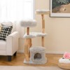 Tangkula 49" Tall Wooden Cat Tree Solid Wood Cat Tower w/ Jute Scratching Posts - 2 of 4