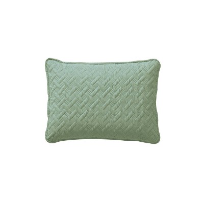 Green Twin Reversible Microfiber Basketweave Quilt Set