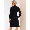 Allegra K Women's Elegant V Neck Collar Belted Pleated Button Shirt  Work Dresses - 3 of 4