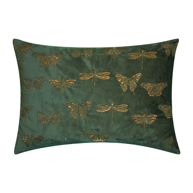 13"x20" Oversize Embroidered Butterflies and Moths Lumbar Throw Pillow - Edie@Home, 1 of 7