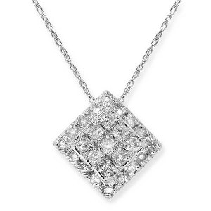 Pompeii3 1/2ct Pave Halo Diamond Pendant 14K White Gold - 1 of 2
