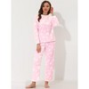 cheibear Women's Flannel Winter Cute Printed Long Sleeve Pajama Sets - 2 of 4