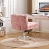 CAVINAS Wide Criss Cross Desk Chair with Wheels,Faux Fur Vanity Chair with Metal Base,Adjustable Height Computer Chair for Home Office - 2 of 4