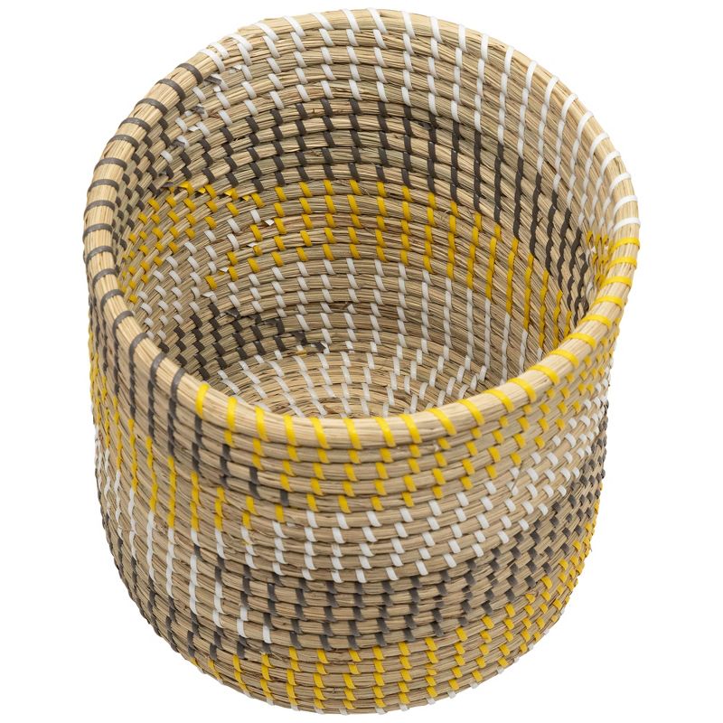 Northlight Set of 3 Striped Olive and Beige Woven Seagrass Baskets 9.75", 5 of 7