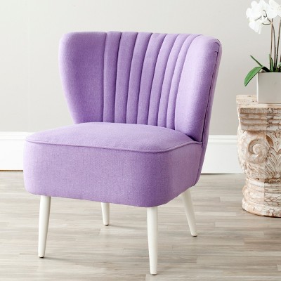 Lavender Bliss 24" Transitional Birch Wood Slipper Chair in Purple