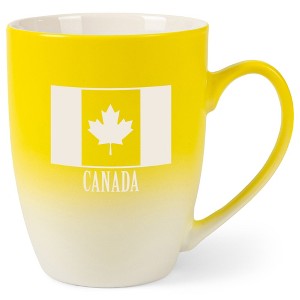Elanze Designs Canada Canadian Flag 12 Ounce Ceramic Laser-Etched Engraved Drinkware Mug, Yellow and White Ombre - 1 of 4