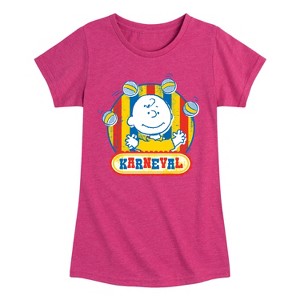 Girls' - Peanuts - Charlie Brown Karneval Fitted Short Sleeve Graphic T-Shirt - 1 of 4