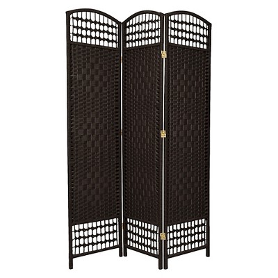 5 1/2 ft. Tall Fiber Weave Room Divider - Black (3 Panels)