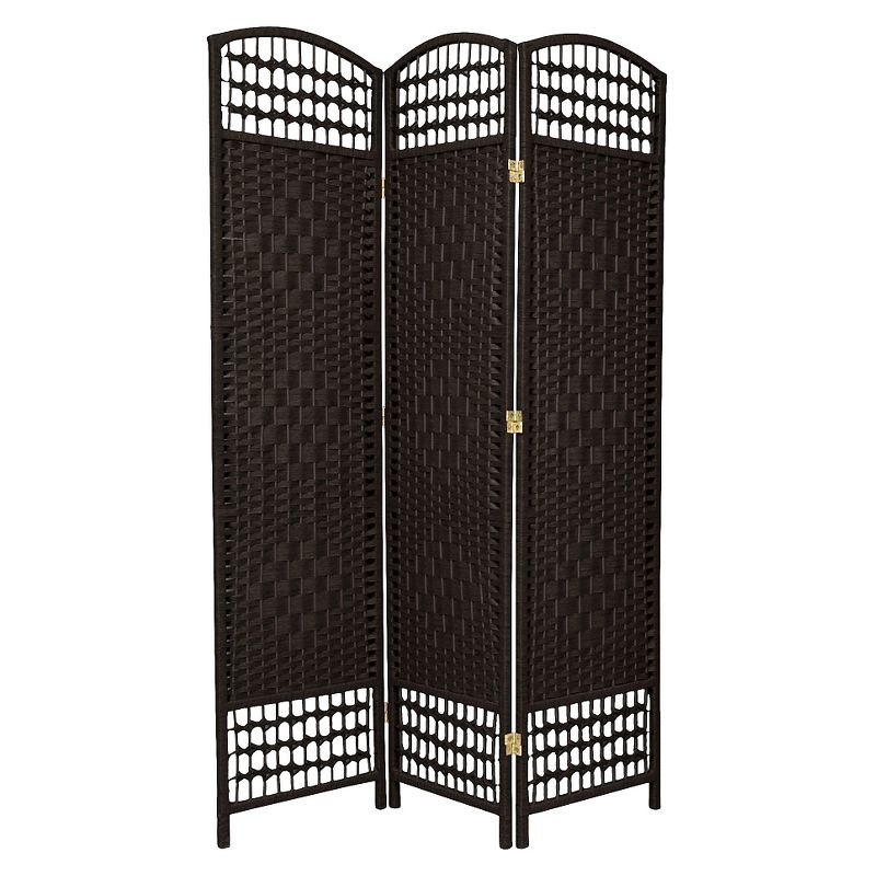 5 1/2 ft. Tall Fiber Weave Room Divider - Black (3 Panels), 1 of 5