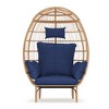 500 Lbs Capacity Oversized Wicker Egg Chair, All-Weather Rattan Egg Lounge Chairs for Living Room, Outdoor Oversized Egg Chair Indoor w/5 Cushions - 3 of 4