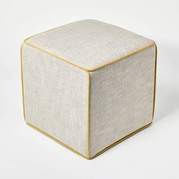 Lynwood Square Upholstered Cube Mustard Contrast Piping - Threshold™ designed with Studio McGee