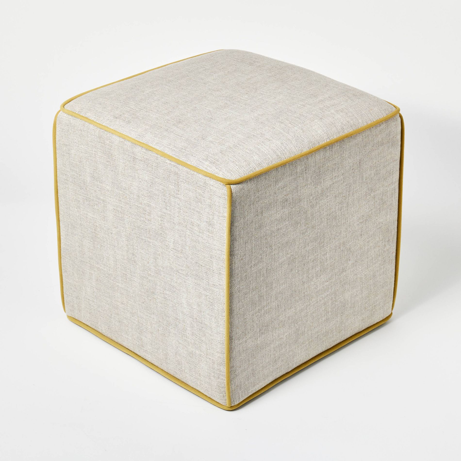 Lynwood Square Upholstered Cube Ottoman Mustard Contrast Piping - Threshold™ designed with Studio McGee