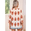 I AM A FASHION JUNKY Orange Orange Ethnic Abstract Print Puff Sleeve V Neck Blouse L - 2 of 4